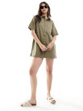 ASOS Olive Green Shirt Mini Dress